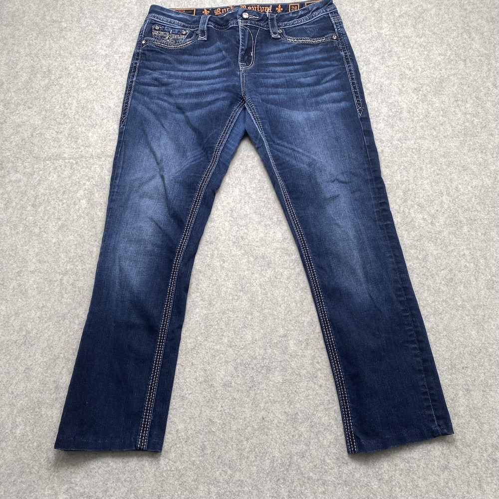 Rock Revival July Curvy Mid-Rise Bootcut Jeans Womens 29 (32x27) Blue Stretch